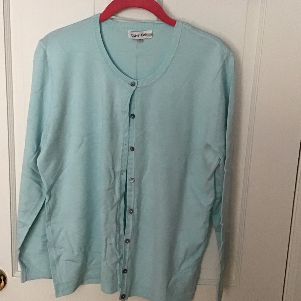 Calvin Klein Sky Blue Button-Up Cardigan